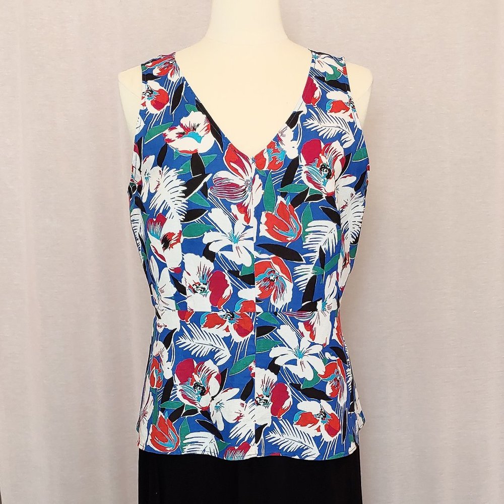 Vibrant Linen-Cotton peplum tank top by J Crew